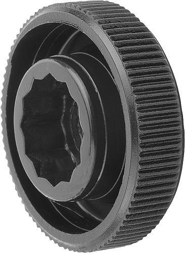 RÄNDELKNOPF FÜR SECHSKANTSCHRAUBEN D1=36 H=10, FORM:A POM, S