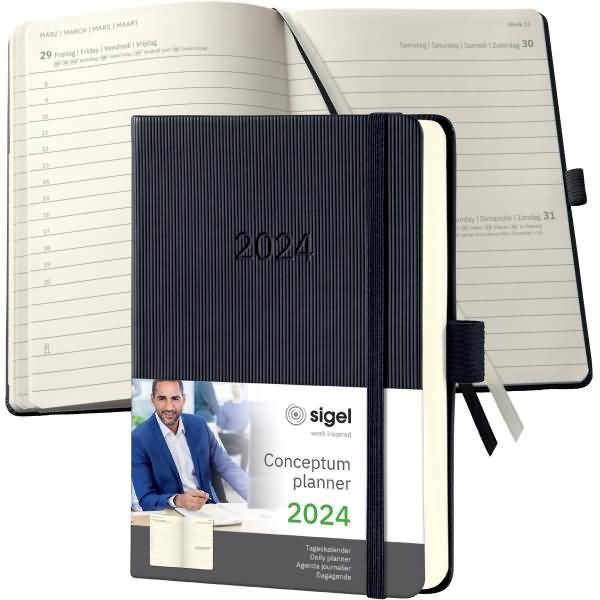 Tageskalender Conceptum 2024 ca. A6 1 Tag/Seite Hardcover black
