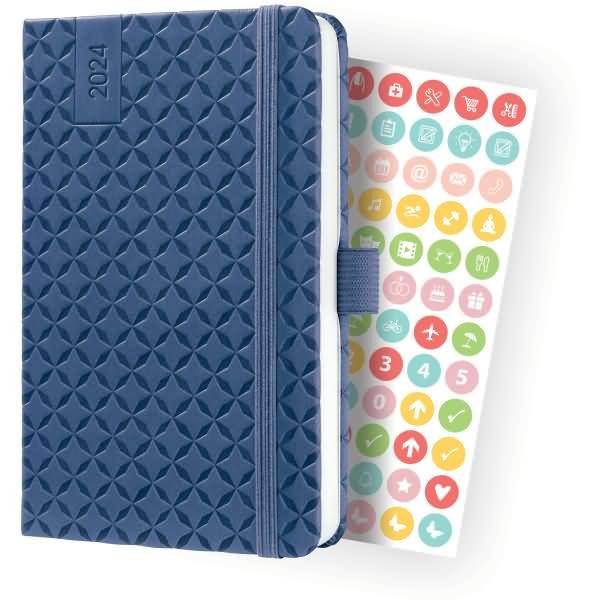 Wochenkalender Jolie 2024 ca. A6 1 Woche/2 Seiten Hardcover indigo blue