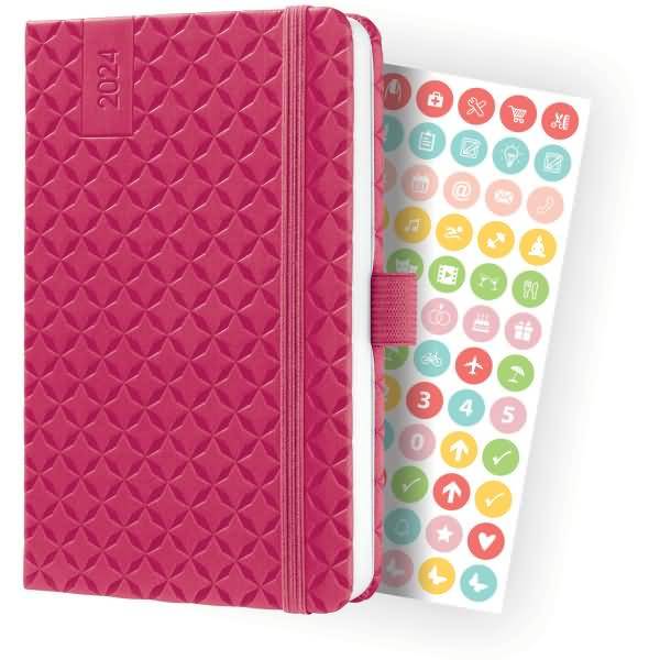 Wochenkalender Jolie 2024 ca. A6 1 Woche/2 Seiten Hardcover fuchsia pink