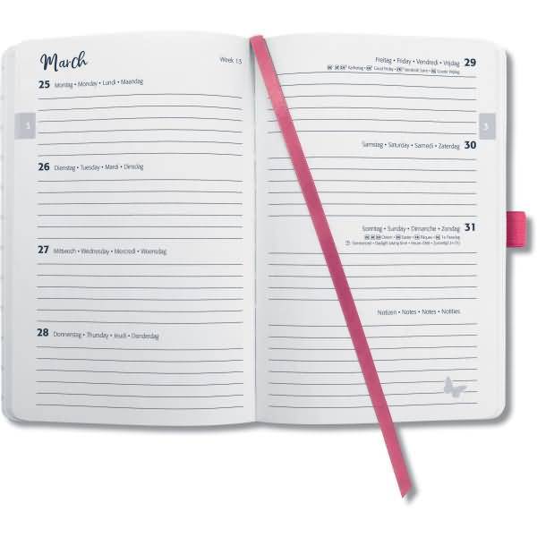 Wochenkalender Jolie 2024 ca. A6 1 Woche/2 Seiten Hardcover fuchsia pink