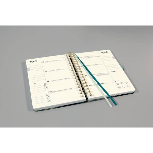 Spiral-Kalender Jolie 2024 ca. A5 1 Woche/2 Seiten Glamorous Leaves