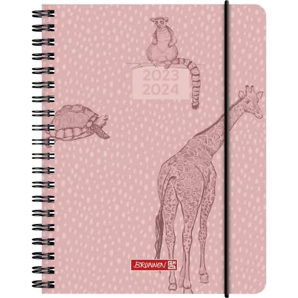 Schülerkalender 2023/2024 A6 PP 1 Woche/2 Seiten Wild Animal rosa