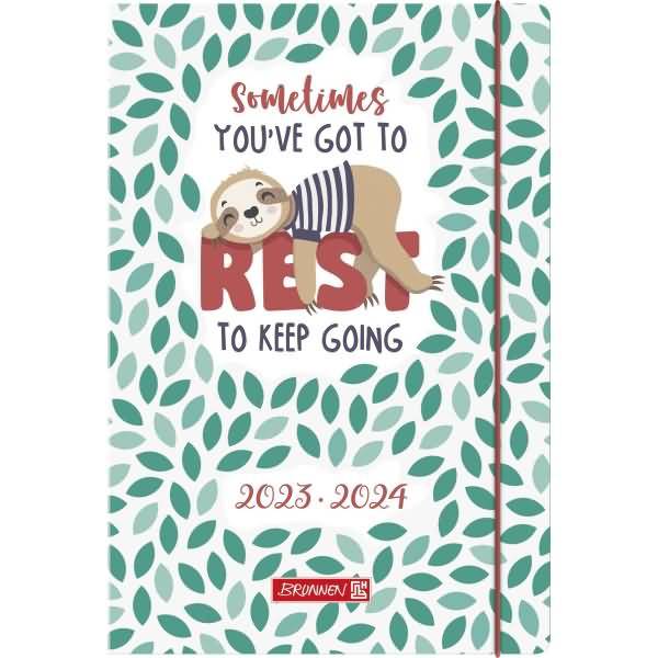 Schülerkalender 2023/2024 A5 Borschur-Einband 1 Woche/2 Seiten Sloth grün