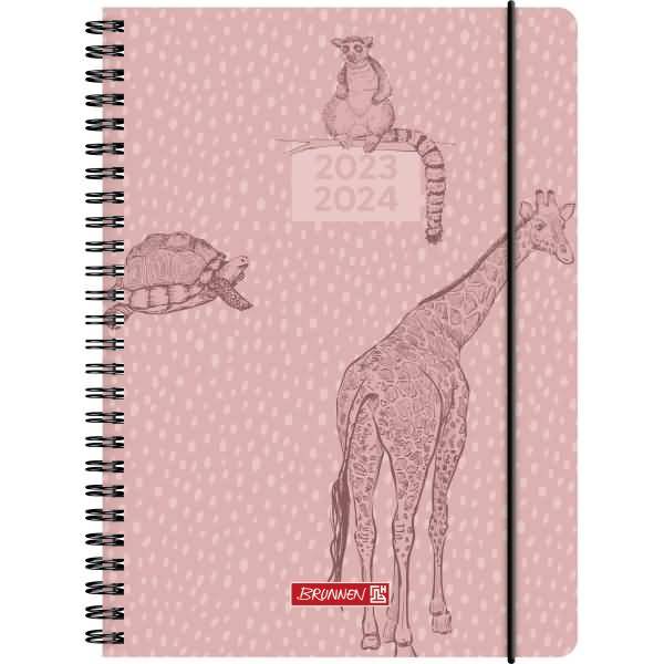 Schülerkalender 2023/2024 A5 PP 1 Woche/2 Seiten Wild Animal rosa