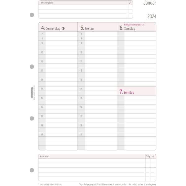 Wochenplan A4 1 Woche/2 Seiten 2024