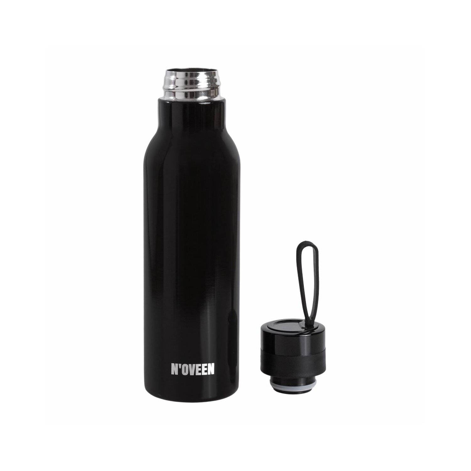 Glänzende Edelstahl Thermoflasche | 500 ml, Schwarz