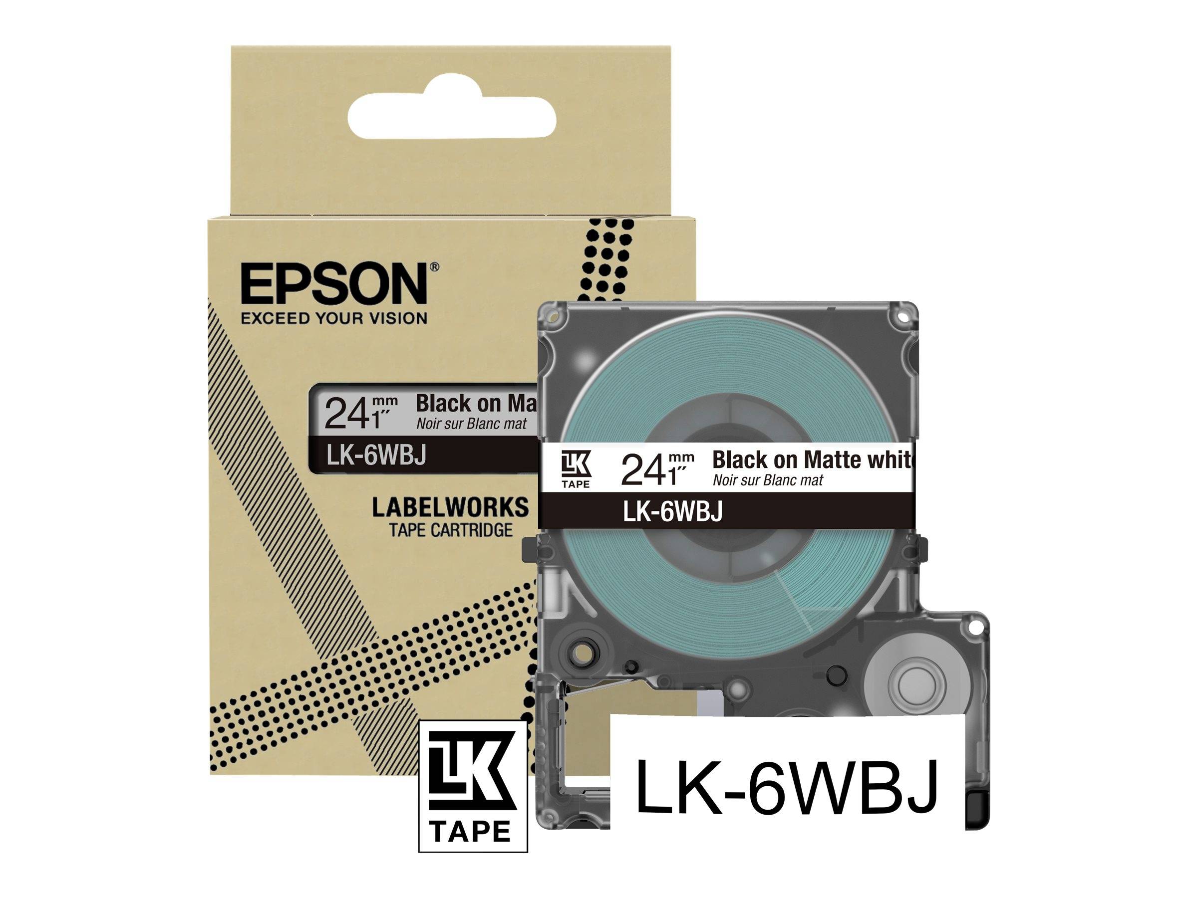 Epson LabelWorks LK-6WBJ - Schwarz auf matt Weiß - Rolle (2,4 cm x 8 m)