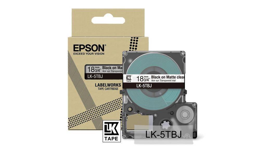 Epson LabelWorks LK-5TBJ - Schwarz auf Matt-Transparent - Rolle (1,8 cm x 8 m)