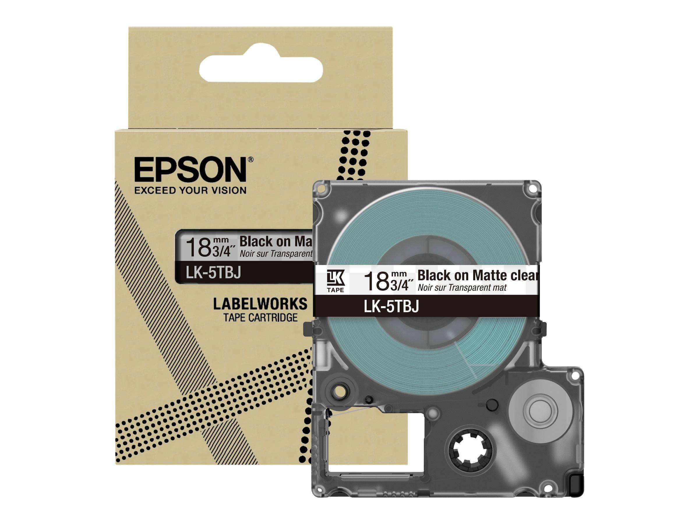 Epson LabelWorks LK-5TBJ - Schwarz auf Matt-Transparent - Rolle (1,8 cm x 8 m)