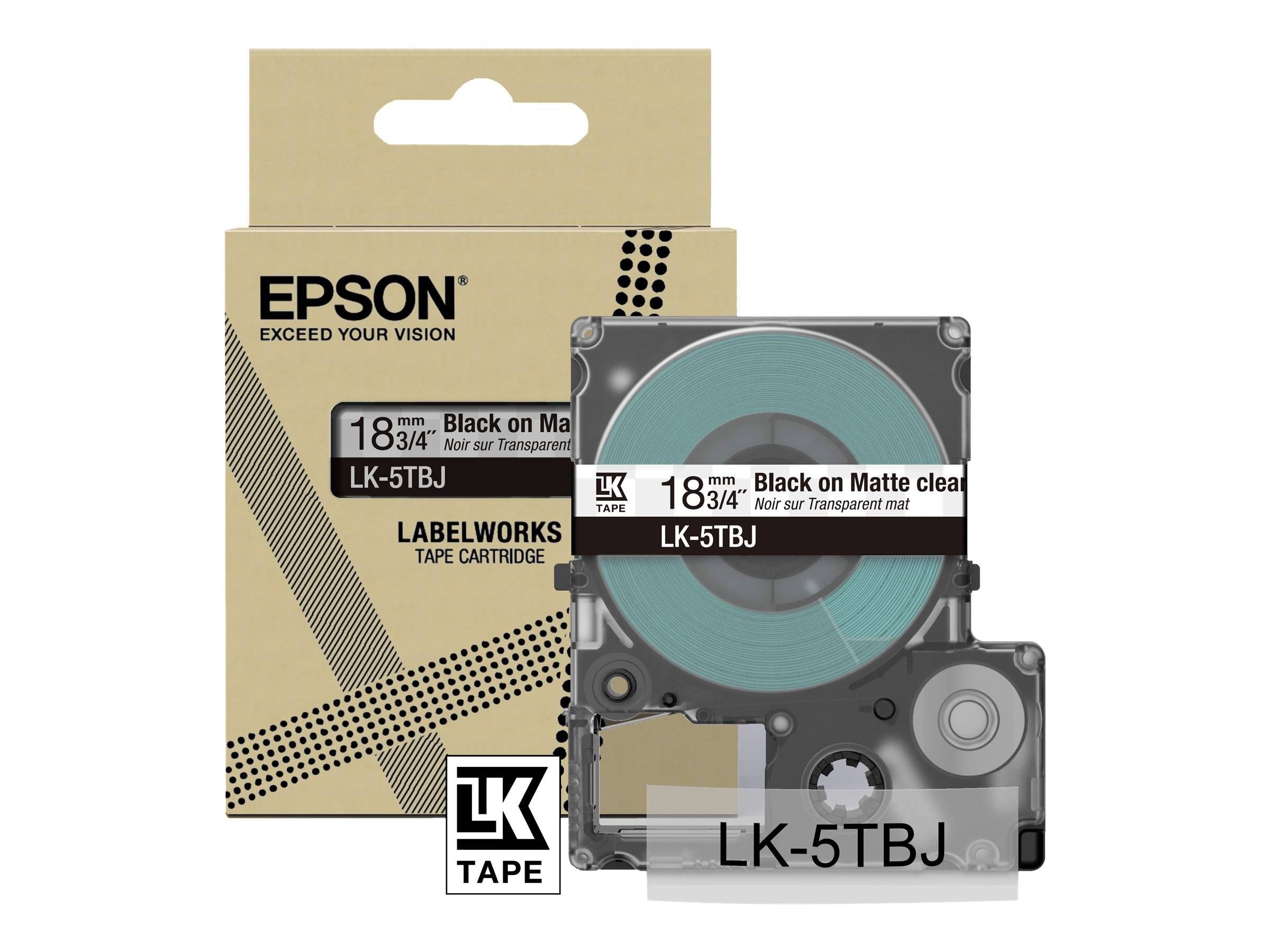 Epson LabelWorks LK-5TBJ - Schwarz auf Matt-Transparent - Rolle (1,8 cm x 8 m)