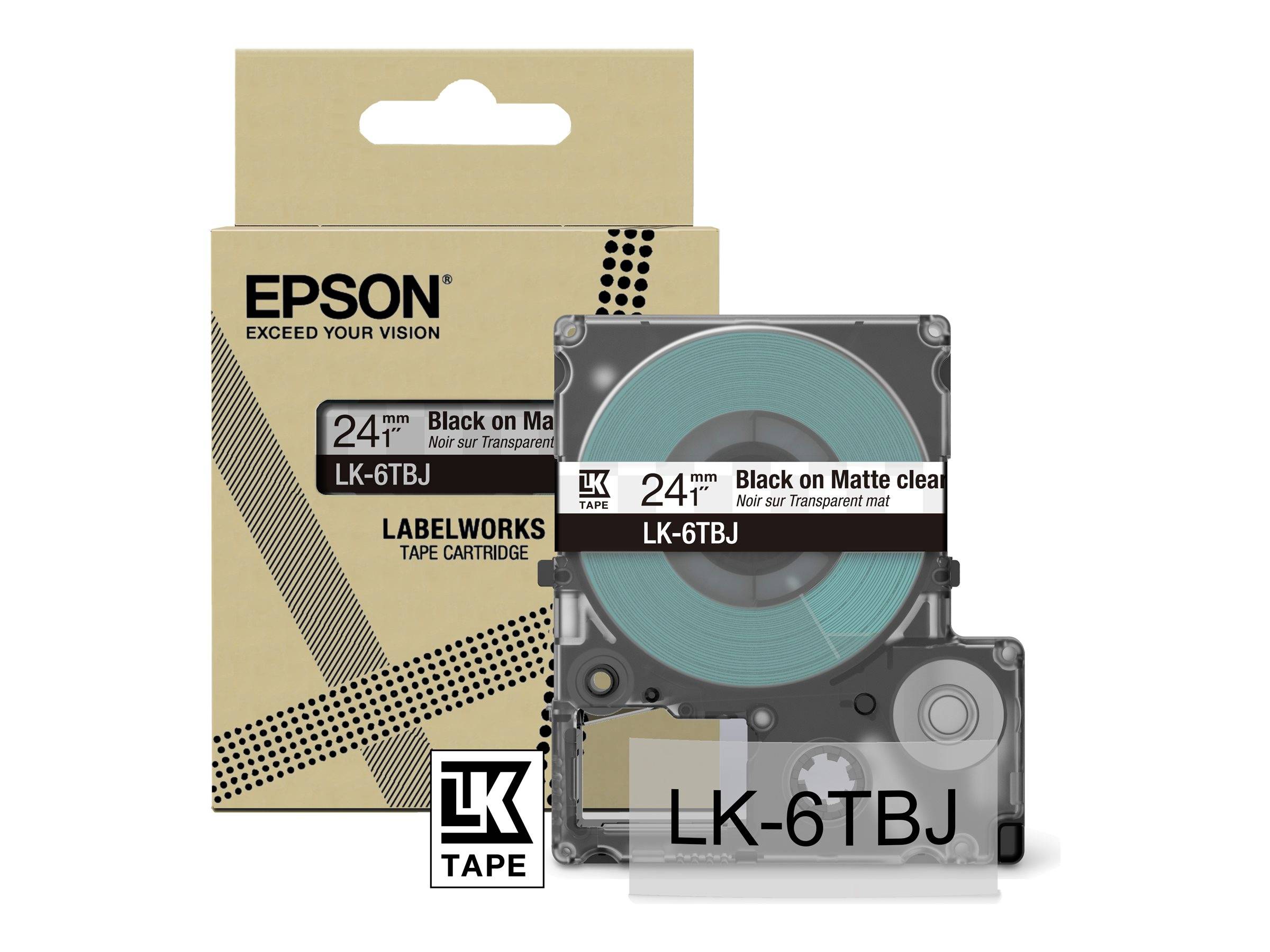 Epson LabelWorks LK-6TBJ - Schwarz auf Matt-Transparent - Rolle (2,4 cm x 8 m)