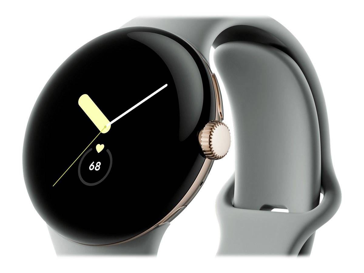 Google Pixel Watch - Champagne Gold - intelligente Uhr mit Band - Flouroelastome