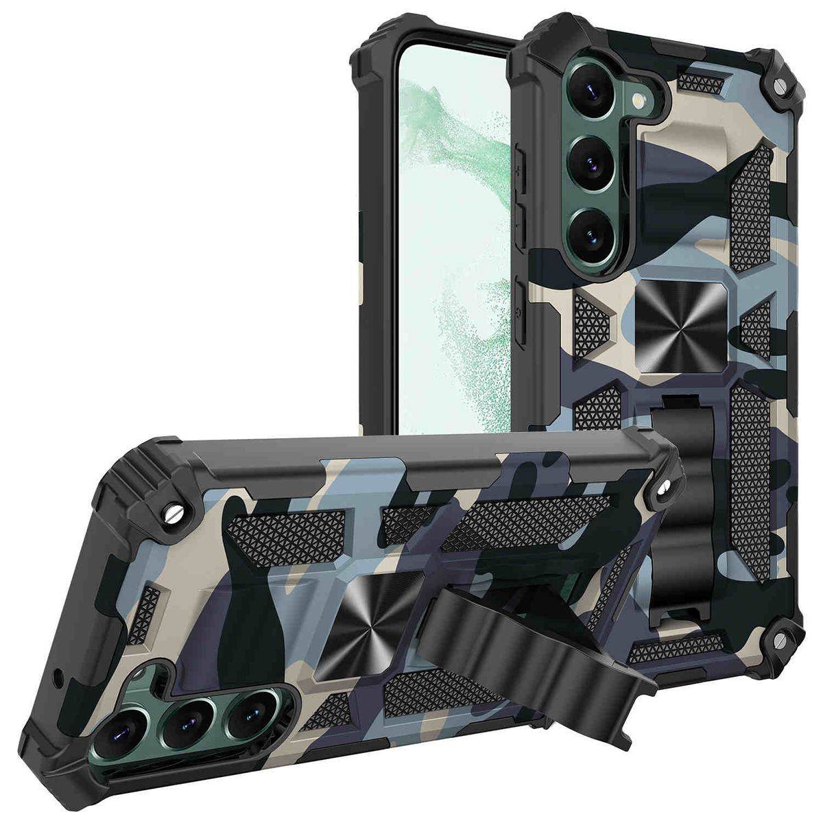 Für Samsung Galaxy S23 Camouflage Shockproof Armor Military TPU Schutz Tasche Hülle Cover Hellblau