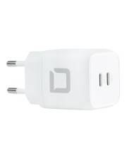 Weiße Steckdosenadapter mit zwei Kontakten und einem USB-Anschluss.