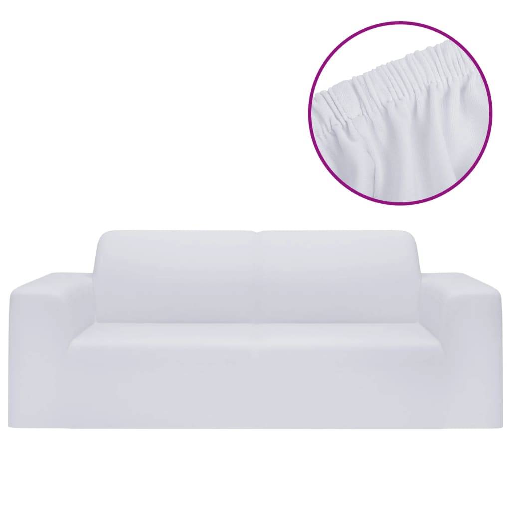 vidaXL Stretch Sofahusse 2-Sitzer Weiß Polyester-Jersey