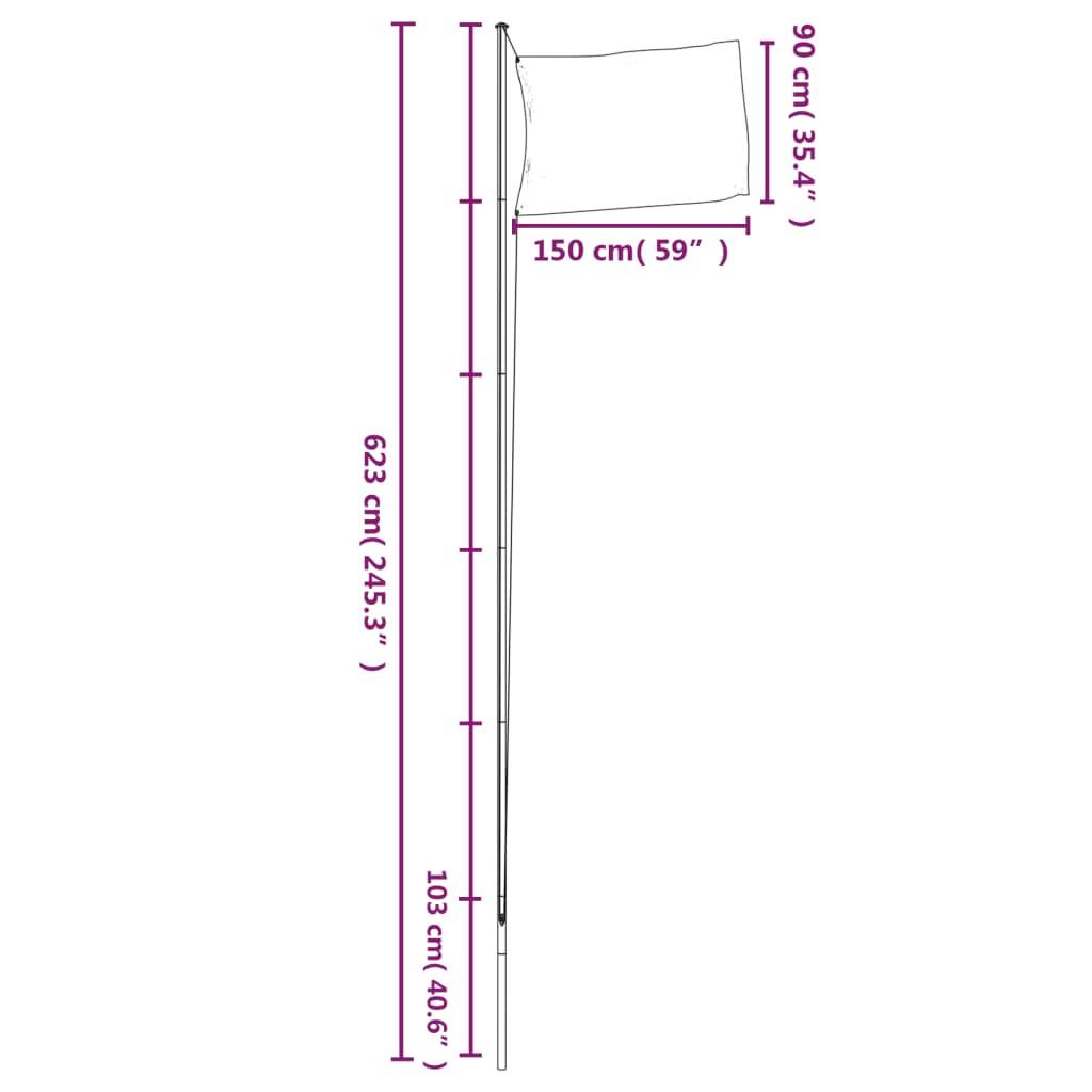 vidaXL Flagge Kroatiens mit Mast 6,23 m Aluminium
