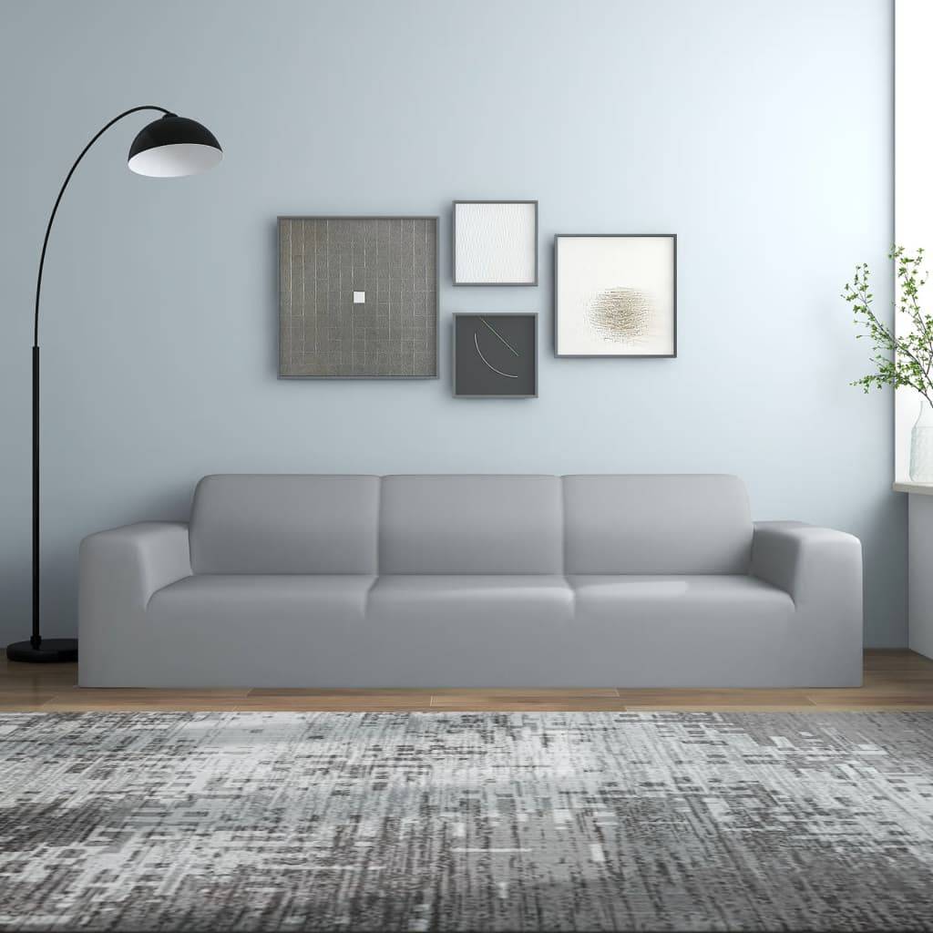 vidaXL Stretch Sofahusse 4-Sitzer Grau Polyester-Jersey