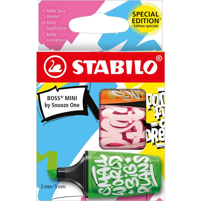 STABILO Textmarker BOSS MINI by Snooze One, 3er Etui