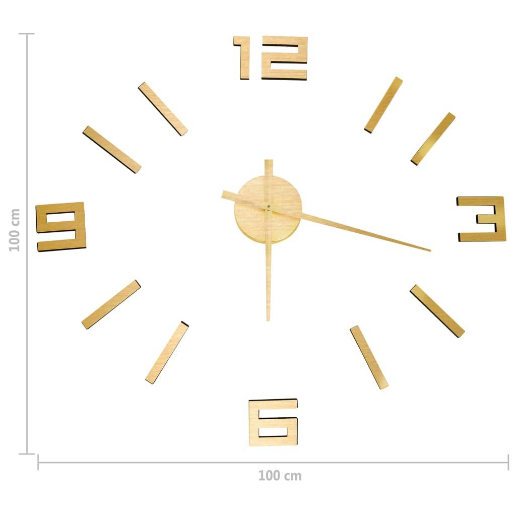 vidaXL 3D-Wanduhr Modernes Design Golden 100 cm XXL