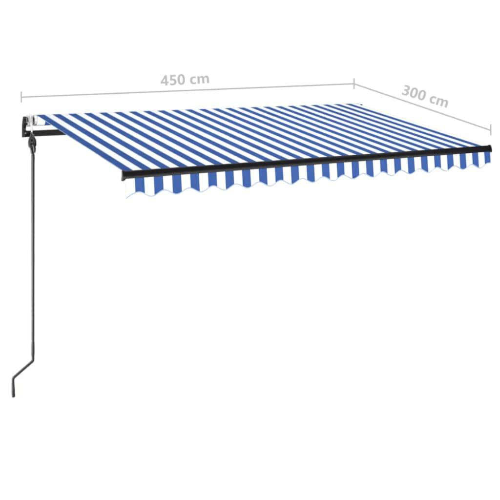 vidaXL Automatische Markise mit LED Windsensor 450x300cm Blau und Weiß
