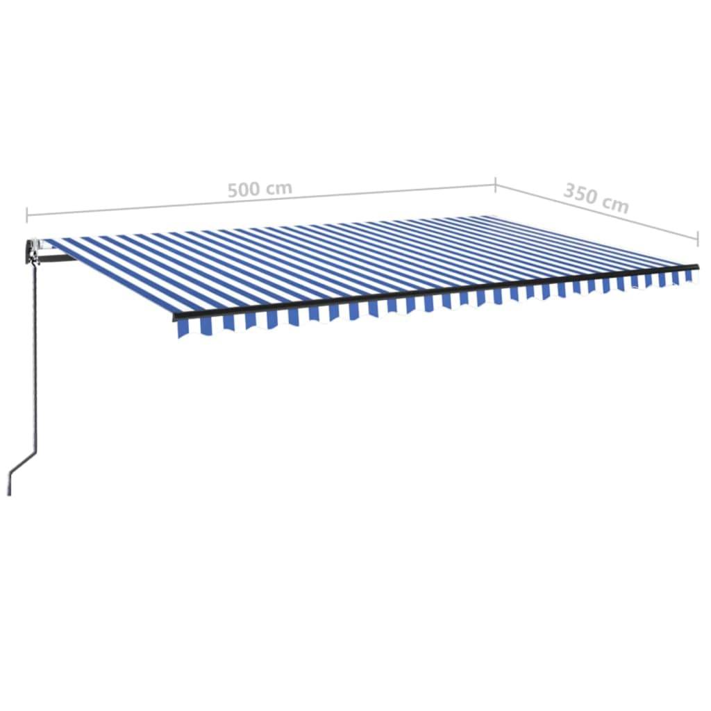 vidaXL Markise Automatisch Einziehbar 500x350 cm Blau und Weiß