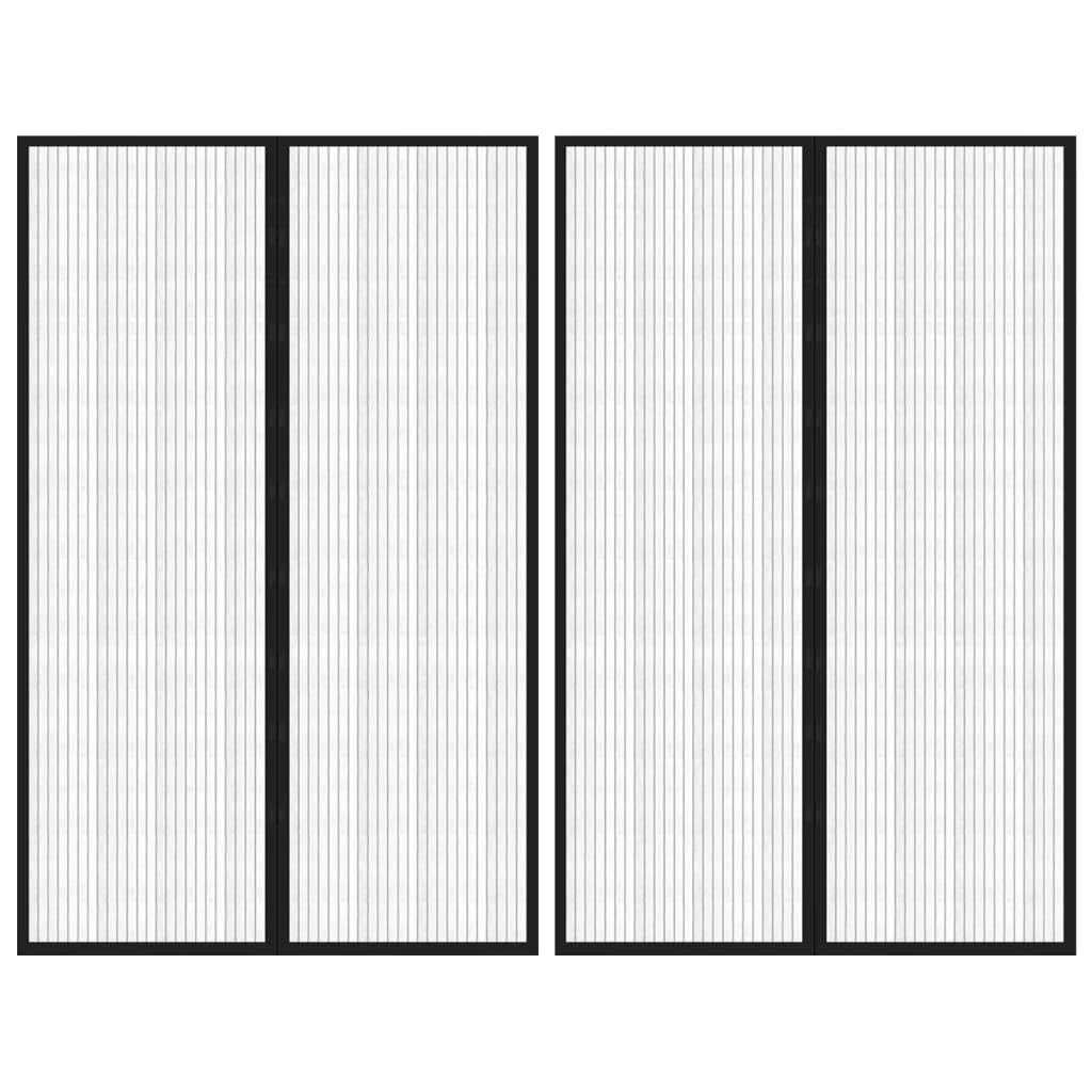 vidaXL Fliegengitter-Türvorhänge 2 Stk. Magnet Schwarz 220x130 cm