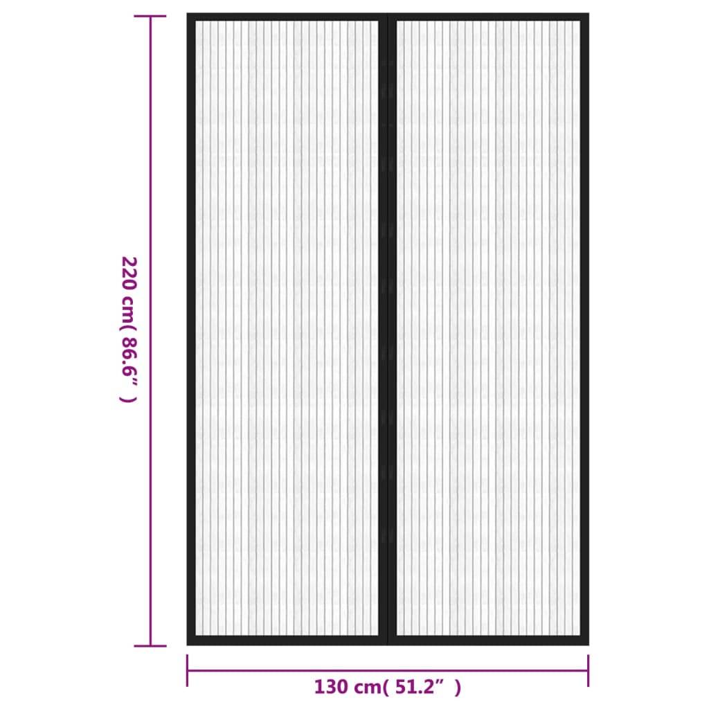 vidaXL Fliegengitter-Türvorhänge 2 Stk. Magnet Schwarz 220x130 cm