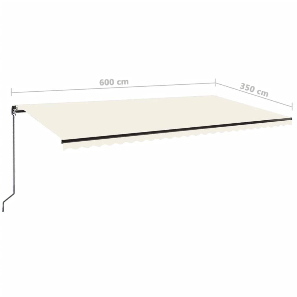 vidaXL Markise Manuell Einziehbar mit LED 600x350 cm Creme