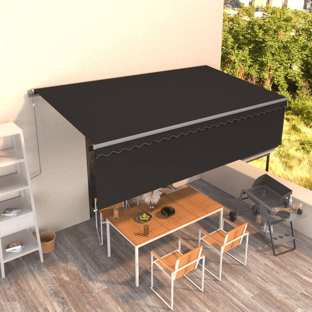 vidaXL Markise Automatisch Einziehbar mit Volant 5x3 m Anthrazit