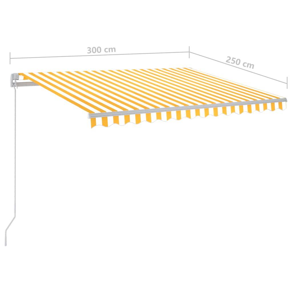 vidaXL Markise Manuell Einziehbar mit LED 300x250 cm Gelb und Weiß
