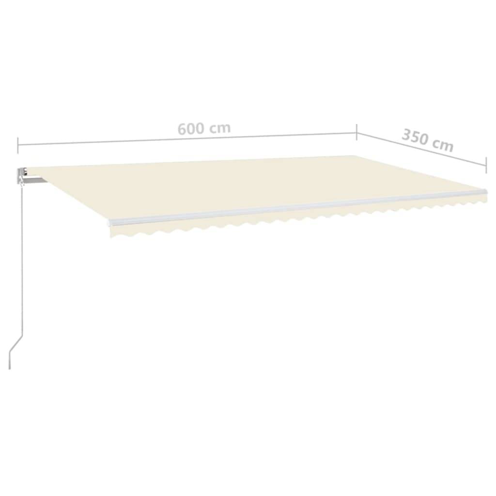 vidaXL Markise Manuell Einziehbar mit LED 600x350 cm Creme