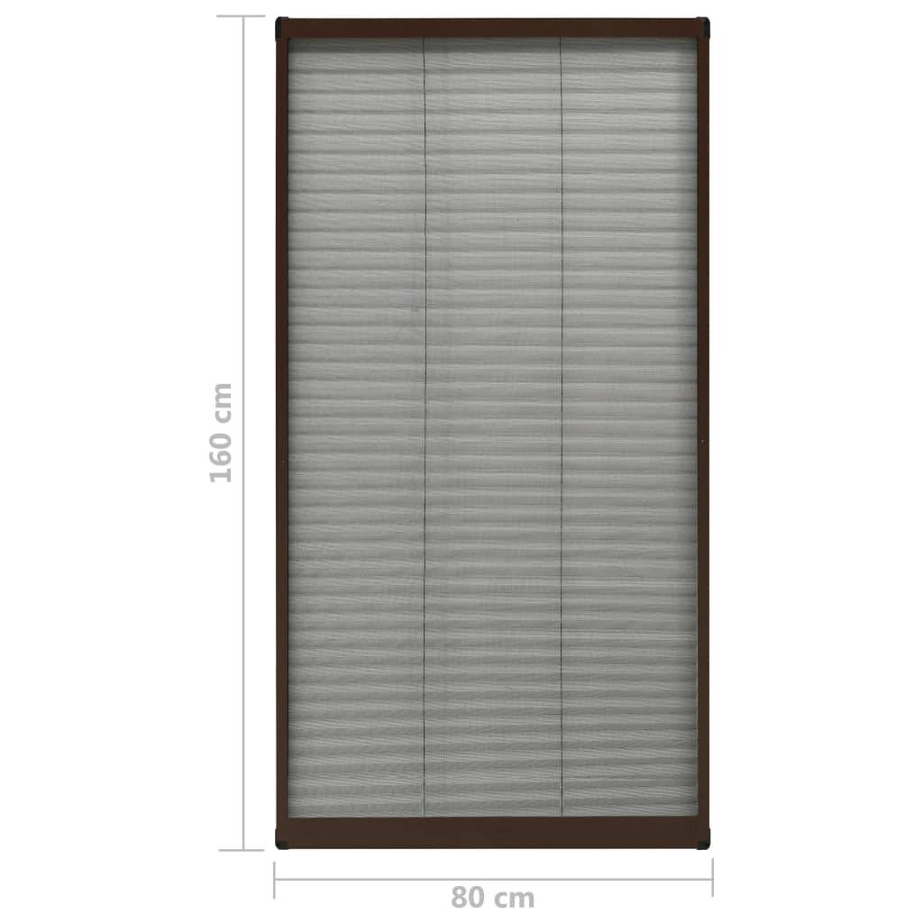 vidaXL Insektenschutz-Plissee für Fenster Aluminium Braun 80x160 cm