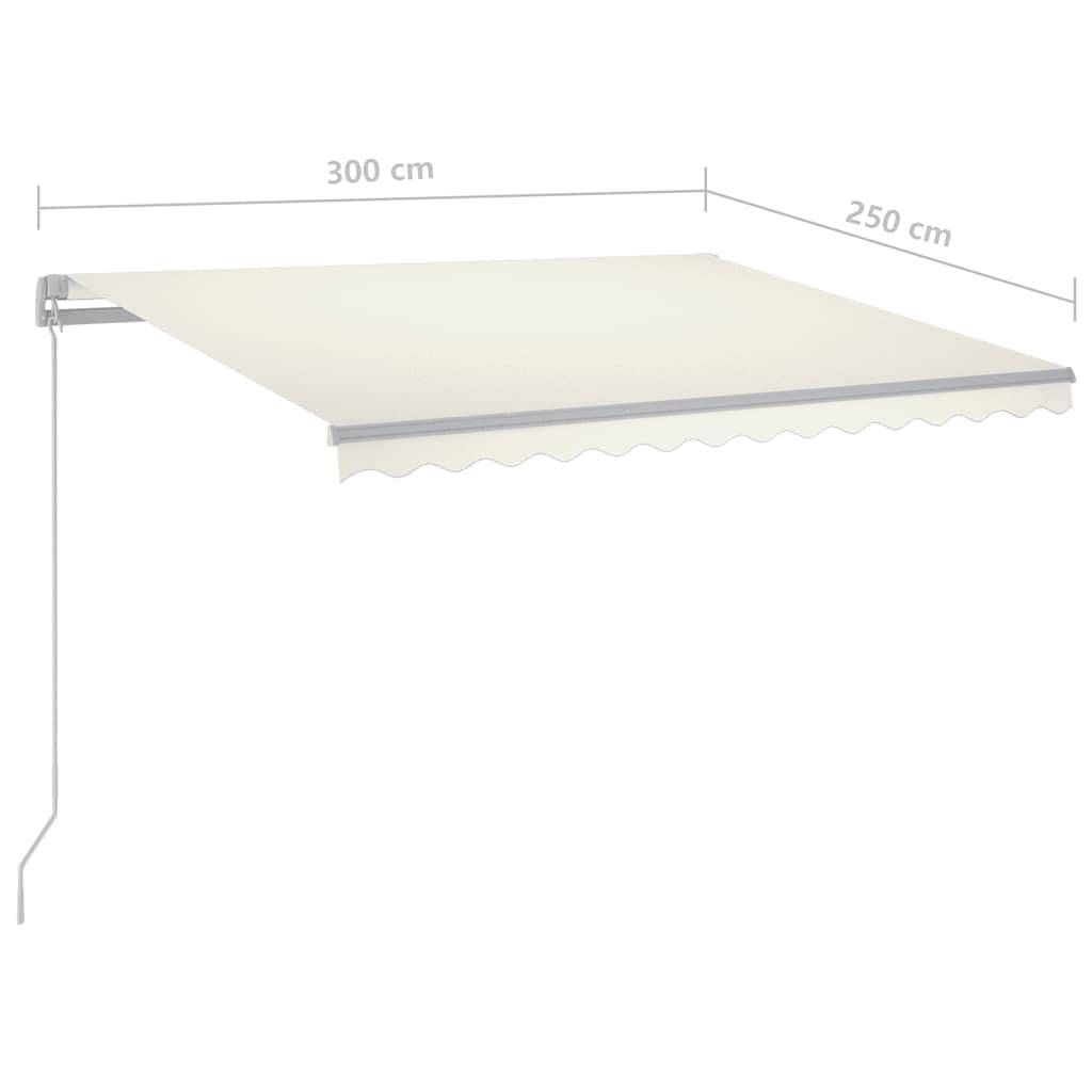 vidaXL Markise Automatisch Einziehbar mit Pfosten 3x2,5 m Creme