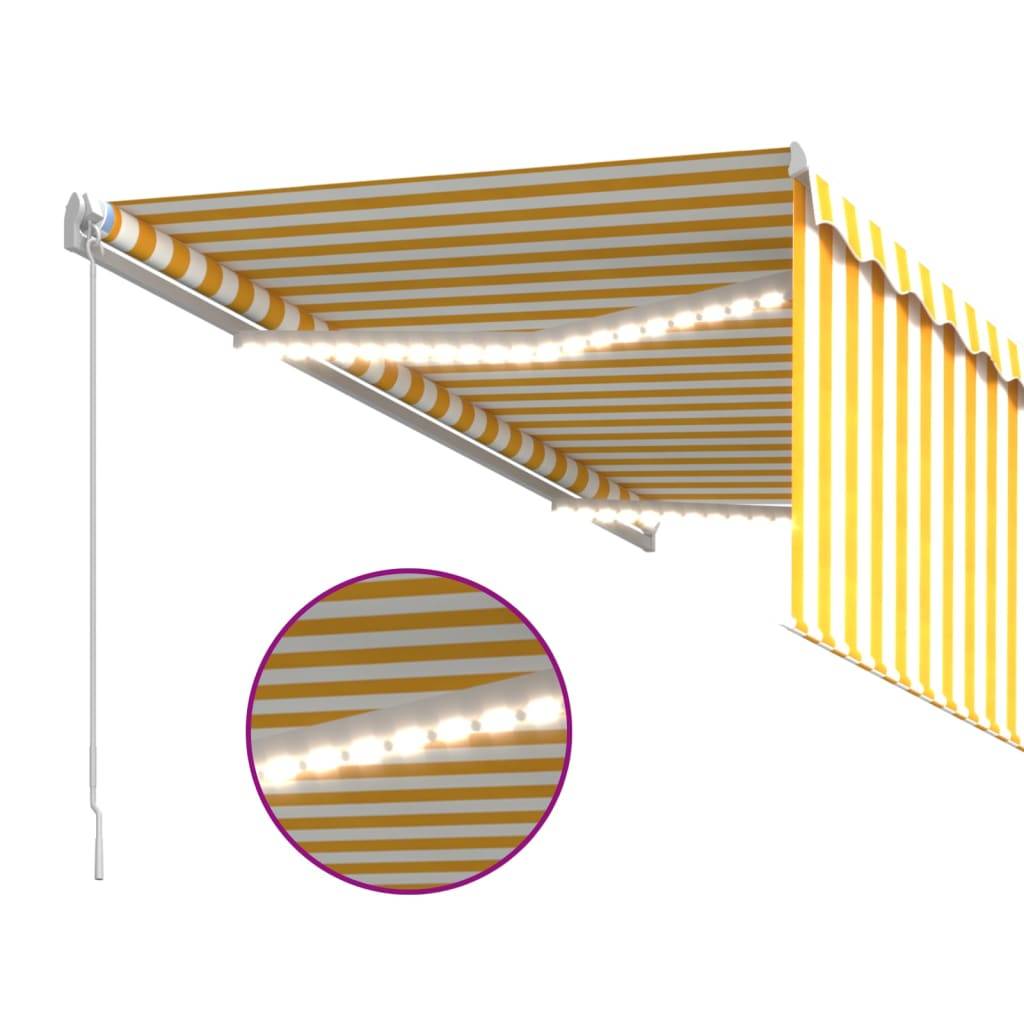 vidaXL Markise Manuell Einziehbar mit Rollo & LED 3x2,5 m Gelb & Weiß