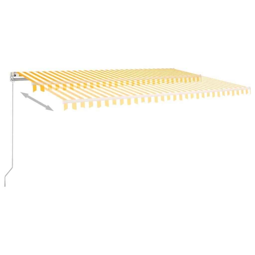 vidaXL Markise Manuell Einziehbar mit LED 500x300 cm Gelb und Weiß