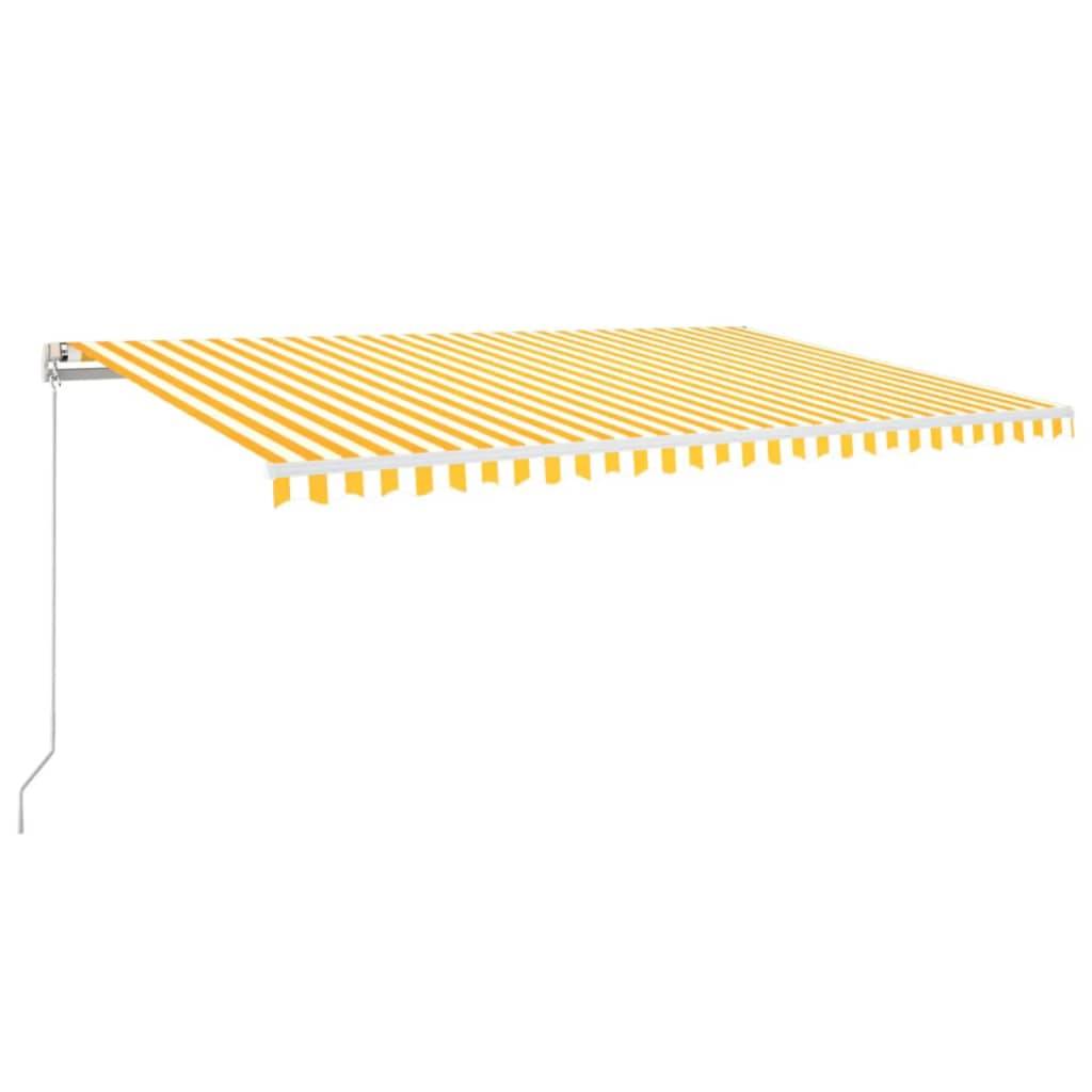 vidaXL Markise Manuell Einziehbar mit LED 500x300 cm Gelb und Weiß