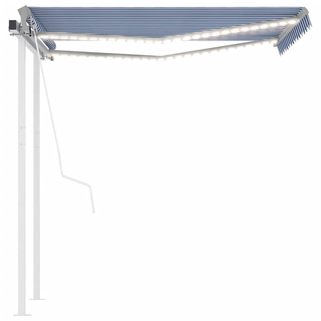 vidaXL Markise Automatisch mit LED & Windsensor 3x2,5 cm Blau & Weiß