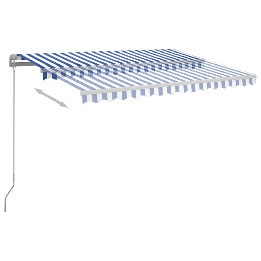 vidaXL Markise Automatisch mit LED & Windsensor 3x2,5 cm Blau & Weiß