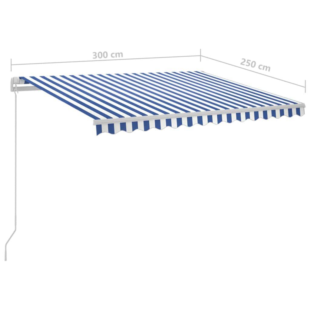 vidaXL Markise Automatisch mit LED & Windsensor 3x2,5 cm Blau & Weiß