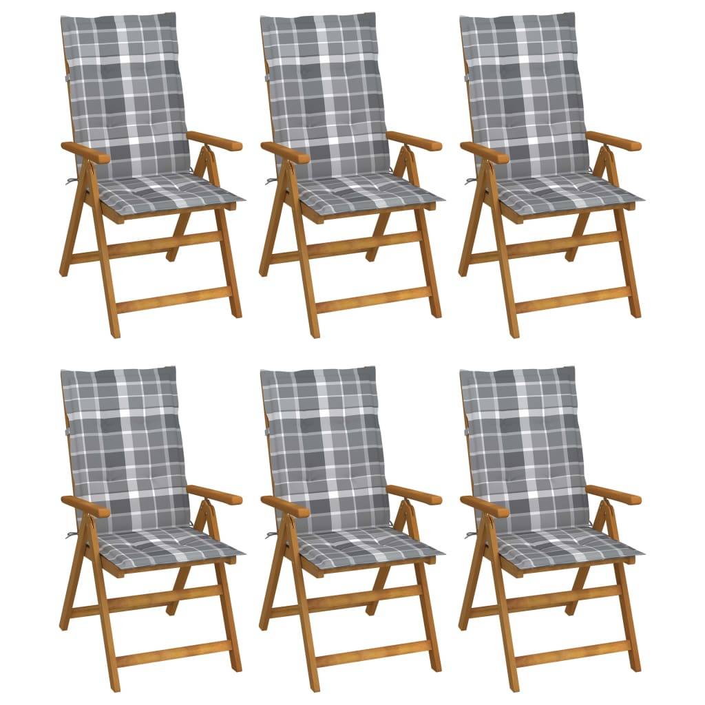 vidaXL Klappbare Gartenstühle 6 Stk. mit Auflagen Massivholz Akazie