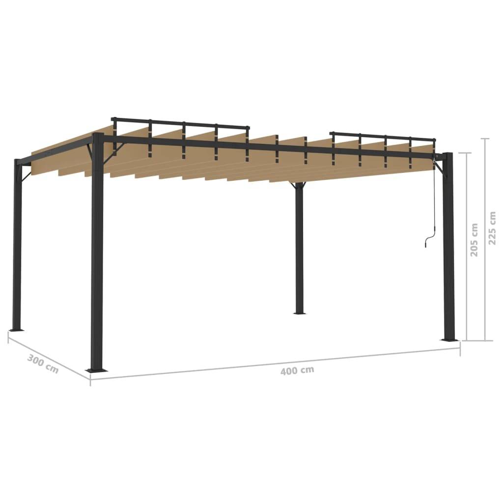 vidaXL Pergola mit Lamellendach 3x4 m Taupe Stoff und Aluminium