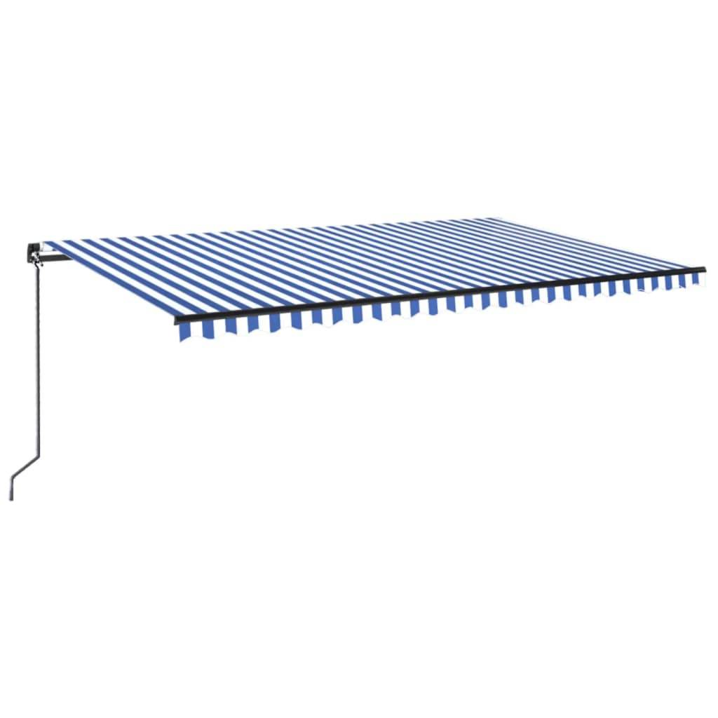 vidaXL Markise Manuell Einziehbar mit LED 500x300 cm Blau und Weiß