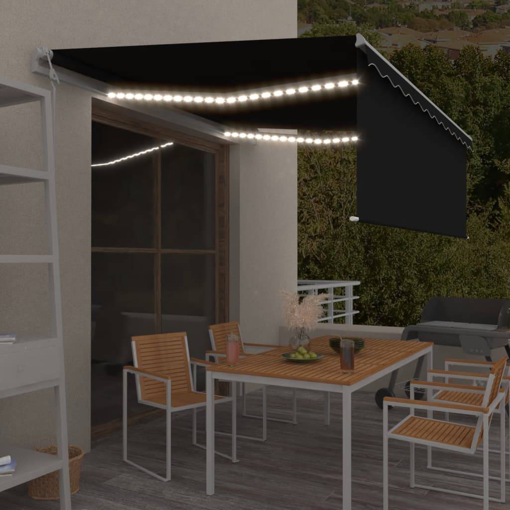 vidaXL Markise Automatisch mit Rollo LED Windsensor 4,5x3m Anthrazit