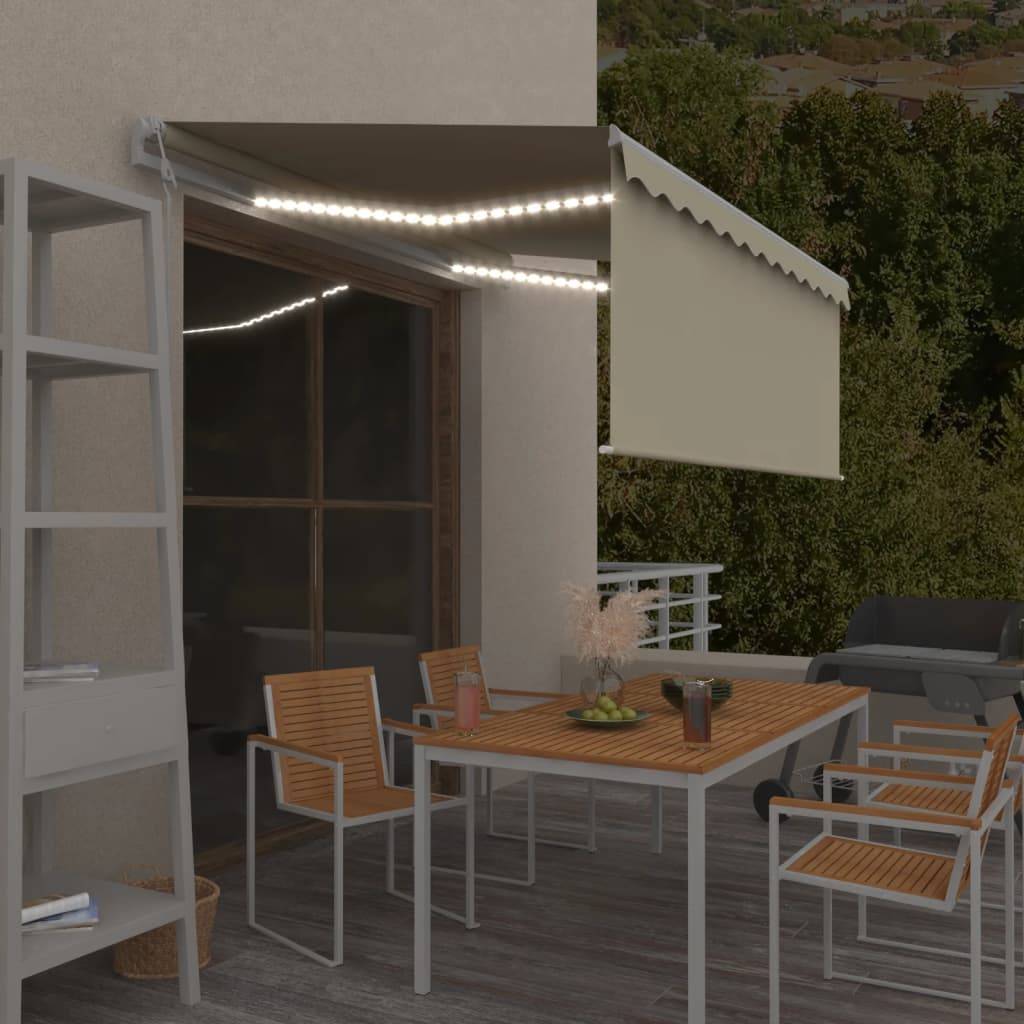 vidaXL Markise Automatisch mit Rollo LED Windsensor 3x2,5 m Creme