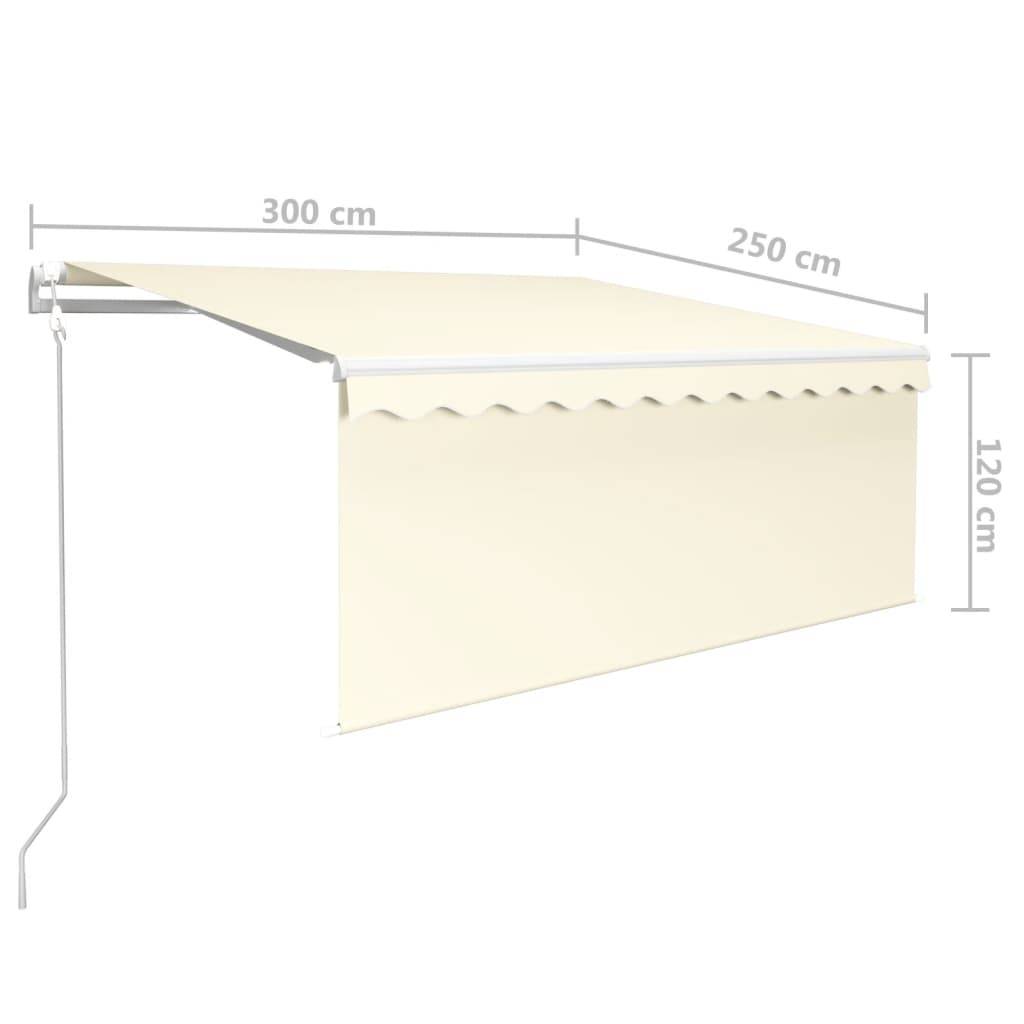 vidaXL Markise Automatisch mit Rollo LED Windsensor 3x2,5 m Creme