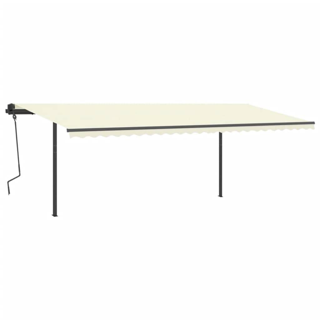 vidaXL Markise Manuell Einziehbar mit Pfosten 6x3,5 m Creme