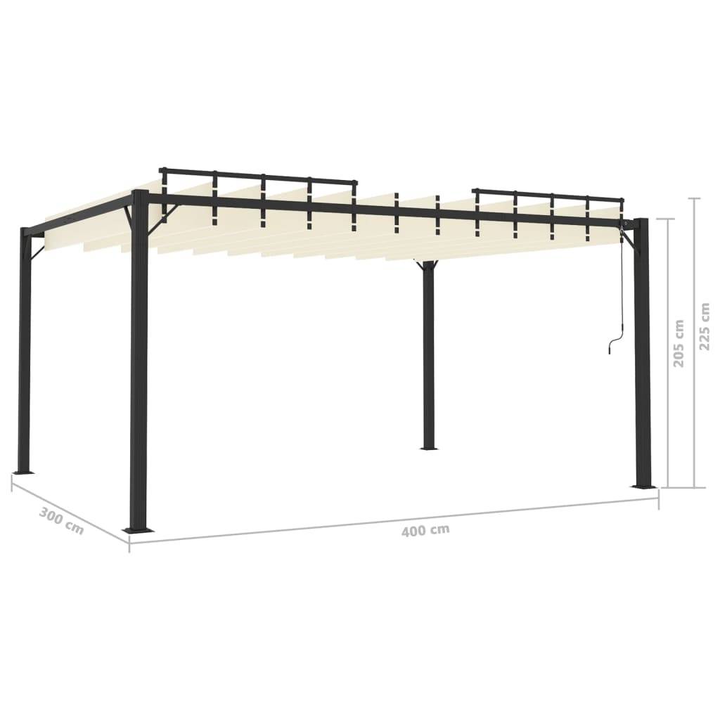 vidaXL Pergola mit Lamellendach 3x4 m Creme Stoff und Aluminium