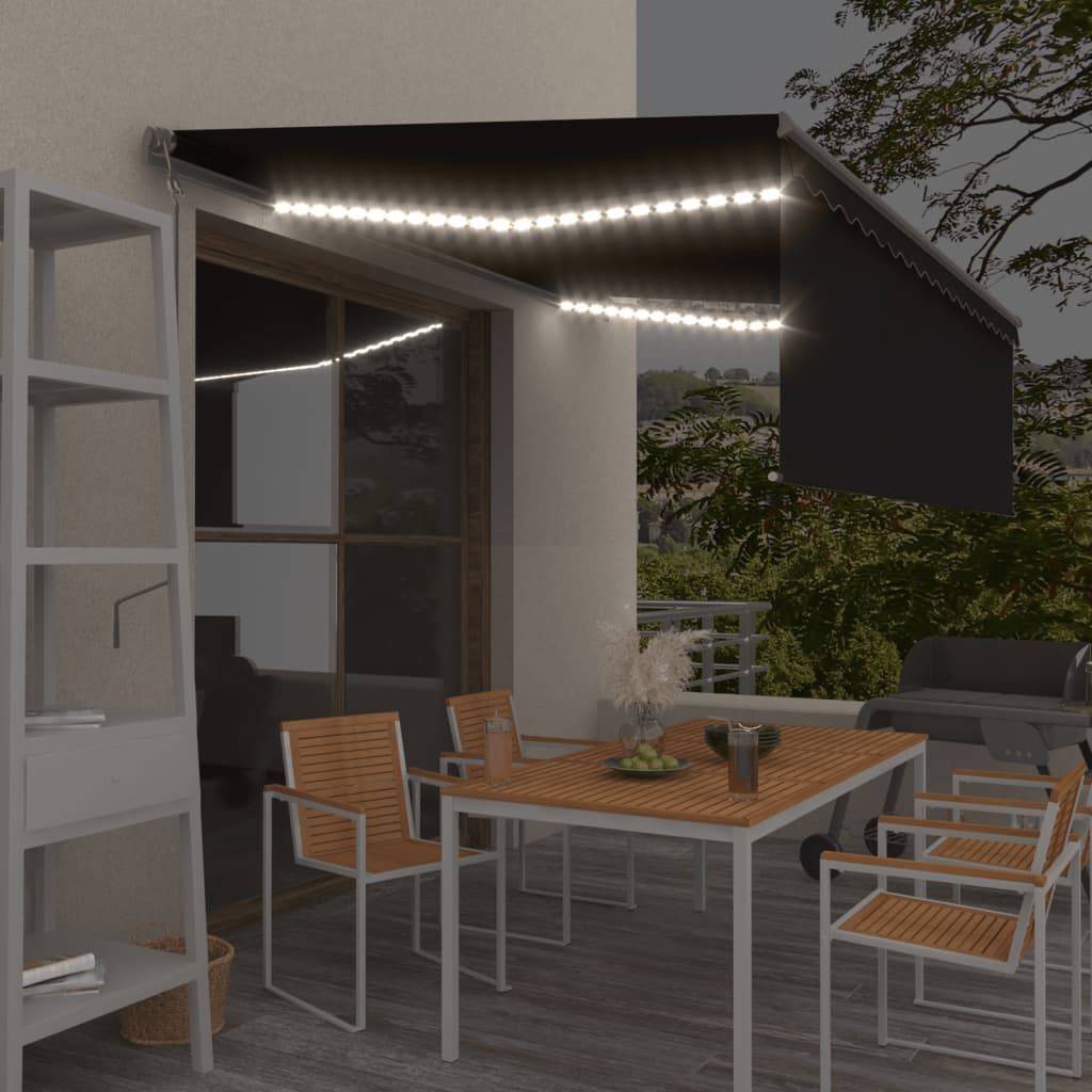 vidaXL Markise Automatisch mit Rollo LED Windsensor 4,5x3 m Anthrazit