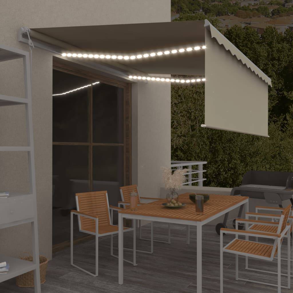 vidaXL Markise Automatisch mit Rollo LED Windsensor 4x3 m Creme